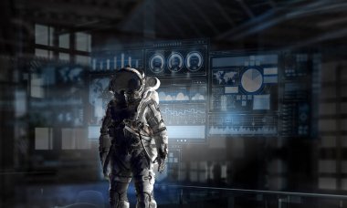 Uzay giysisi tasarım. Karışık teknik