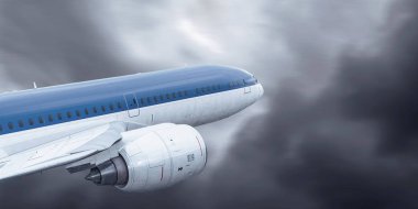 Uçak gökyüzünde. Karışık teknik