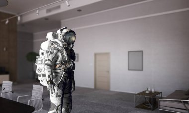 Uzay giysisi tasarım. Karışık teknik