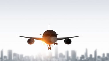 Uçak gökyüzünde. Karışık teknik