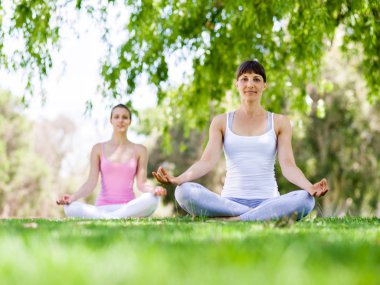 Genç kadın parkta egzersiz