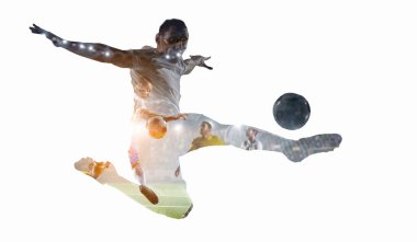 Futbol oyun arka plan. Karışık teknik