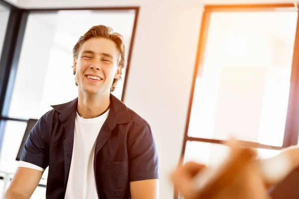 Happy young man designer working — Stock Photo, Image