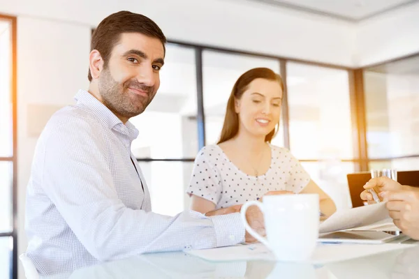 Image of two young business people in office — Stock Photo, Image