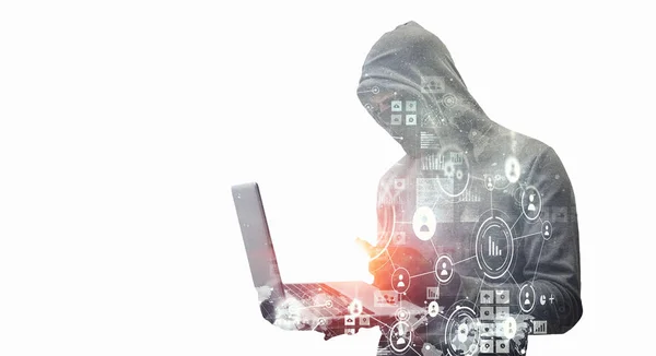 Człowiek Hacker ukraść informacje — Zdjęcie stockowe