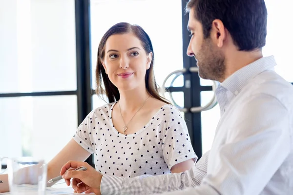 Image of two young business people in office — Stock Photo, Image