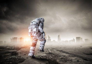 Hızlı çalışan uzay adamı. Karışık teknik