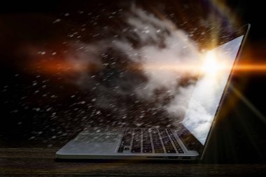 Parlayan dizüstü bilgisayar aygıt. Karışık teknik