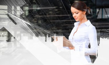 Zarif kadın kullanım tablet. Karışık teknik