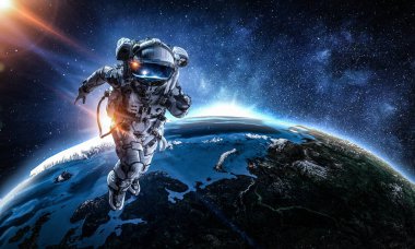 Hızlı çalışan uzay adamı. Karışık teknik