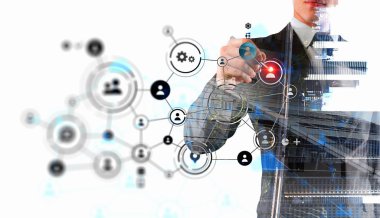 Sosyal bağlantı ve ağ. Karışık teknik