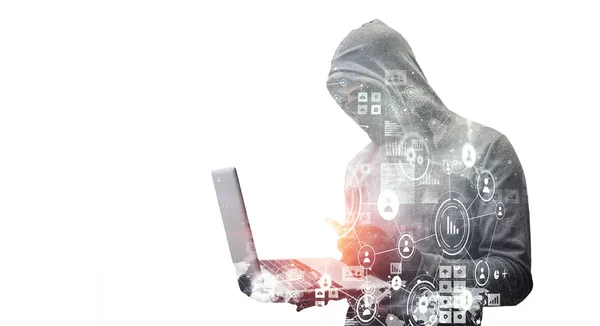 Hacker man informatie stelen — Stockfoto