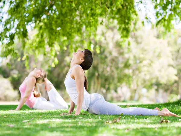 Mujeres jóvenes haciendo ejercicio en el parque — Foto de Stock