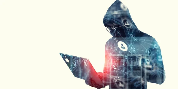 Hacker homem roubar informações — Fotografia de Stock