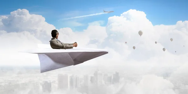 Dromen om deel te worden van de vlieger. Mixed media — Stockfoto