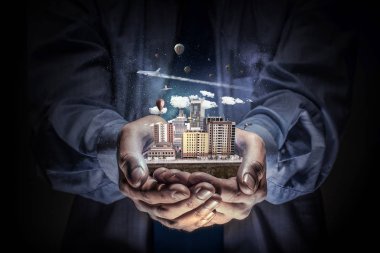 Kentsel inşaat projesi. Karışık teknik