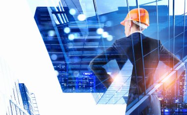 Kadın ve projesi mimar. Karışık teknik