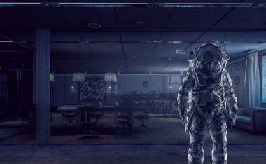 Uzay giysisi tasarım. Karışık teknik