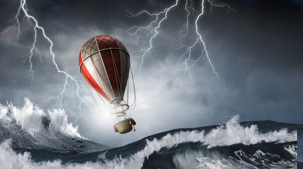 Air balloon in storm