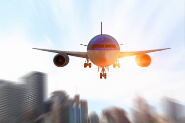 Uçak gökyüzünde. Karışık teknik