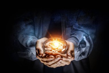 Saat içinde palmiye. Karışık teknik