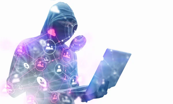 Hacker man steal information — Stock Photo, Image