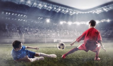 Çocuk futbol oynamak. Karışık teknik