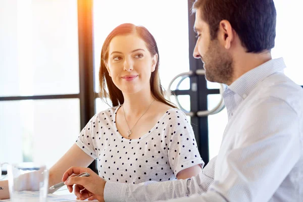 Image of two young business people in office — Stock Photo, Image