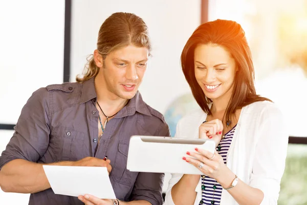 Image of two young business people in office — Stock Photo, Image