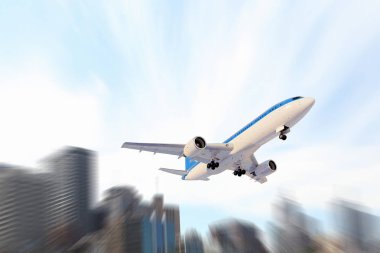 Uçak gökyüzünde. Karışık teknik