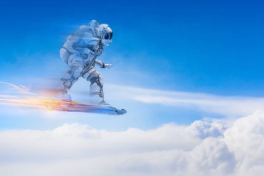 Yönetim Kurulu uçan üzerinde uzay adamı. Karışık teknik