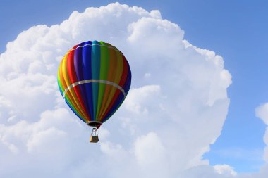 Aerostat gün gökyüzünde yüzen. Karışık teknik