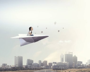 Çocuk pilot olmak hayal. Karışık teknik