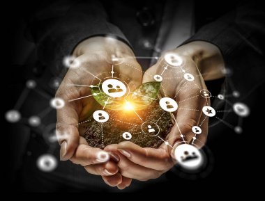 Sosyal etkileşim kavramı. 3D render