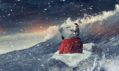 Seyir için yol Noel Baba. Karışık teknik