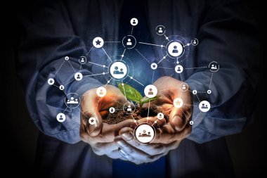 Sosyal etkileşim kavramı. 3D render