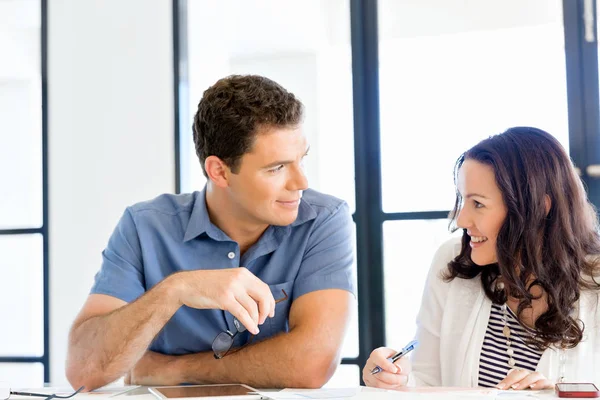 Image of two young business people in office — Stock Photo, Image