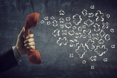 Retro kırmızı telefon alıcısı