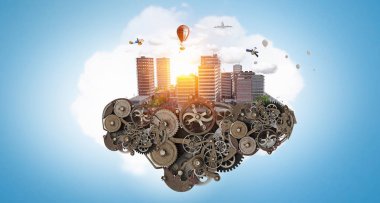 Mini şehir tasarım. Karışık teknik