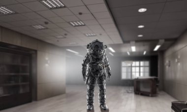 Uzay giysisi tasarım. Karışık teknik