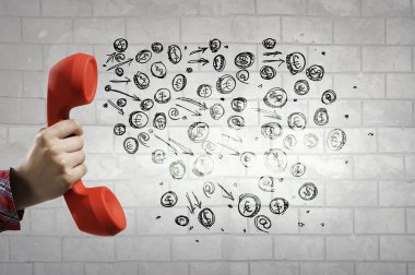 Retro kırmızı telefon alıcısı