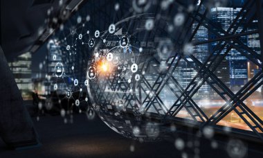 İnfographs medya paneli. Karışık teknik