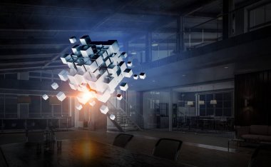 Modern ofiste küp. Karışık teknik