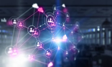 Sosyal bağlantı ve ağ. Karışık teknik