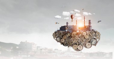 Mini şehir tasarım. Karışık teknik