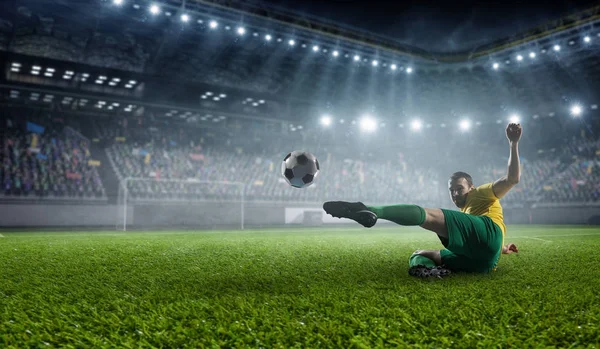 Soccer player stadium. Mixed media — Stockfoto