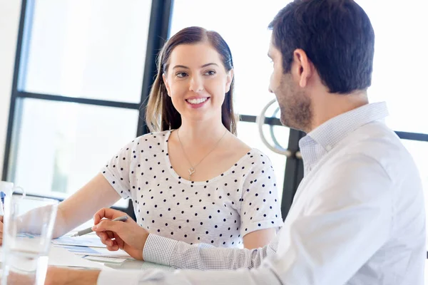 Image of two young business people in office — Stock Photo, Image