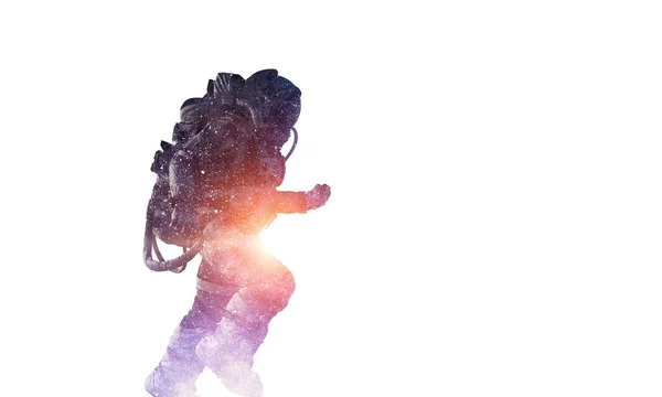 Spaceman op wit. Mixed media — Stockfoto