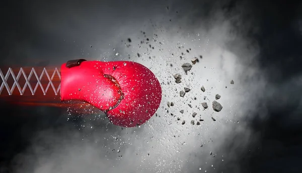 Boxing glove surprise. Mixed media — Stock Photo, Image