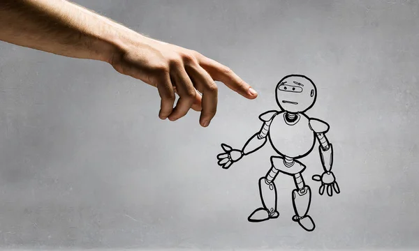 Funny sketched robot — Stock Photo, Image